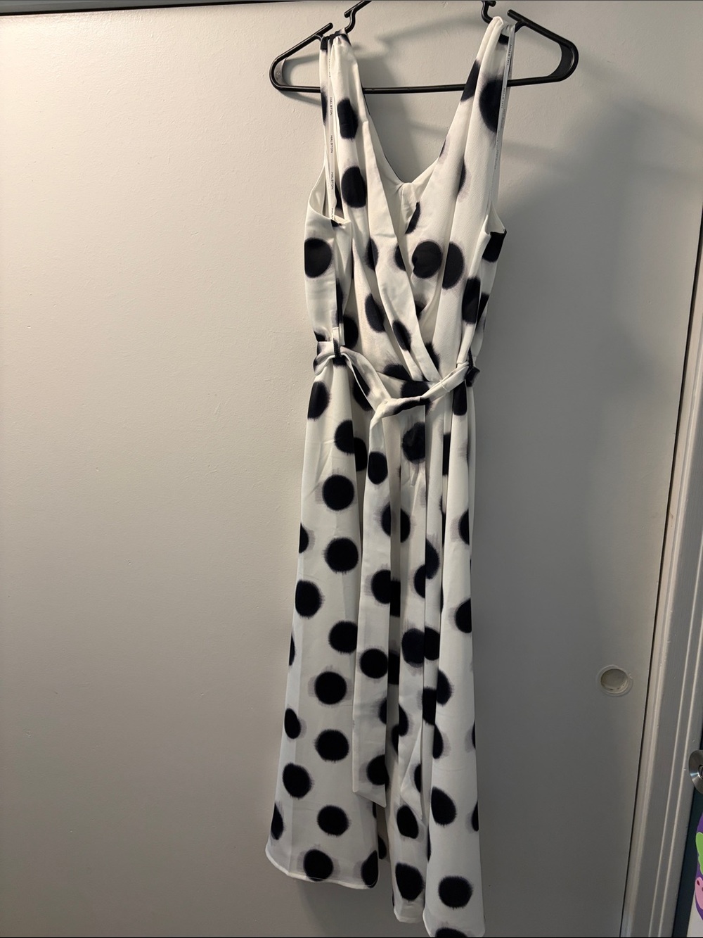 Halston Heritage White Maxi Dress with Black Polka Dots
